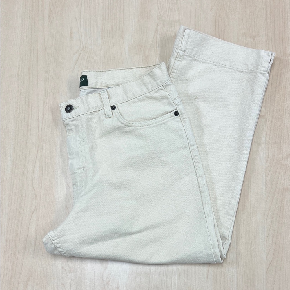 Eddie Bauer Neutral Cream High Waisted Straight Leg Stretch Denim Capri Jeans 10